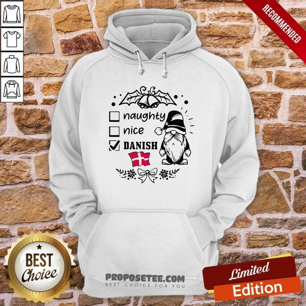 Nice Naughty Danish Nice Gnome Merry Christmas Shirt - Image 2