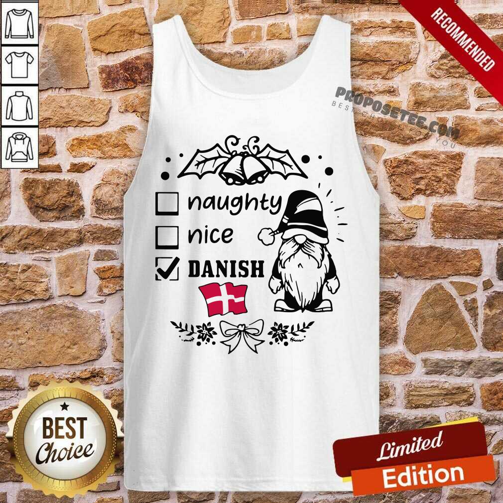 Nice Naughty Danish Nice Gnome Merry Christmas Shirt - Image 4