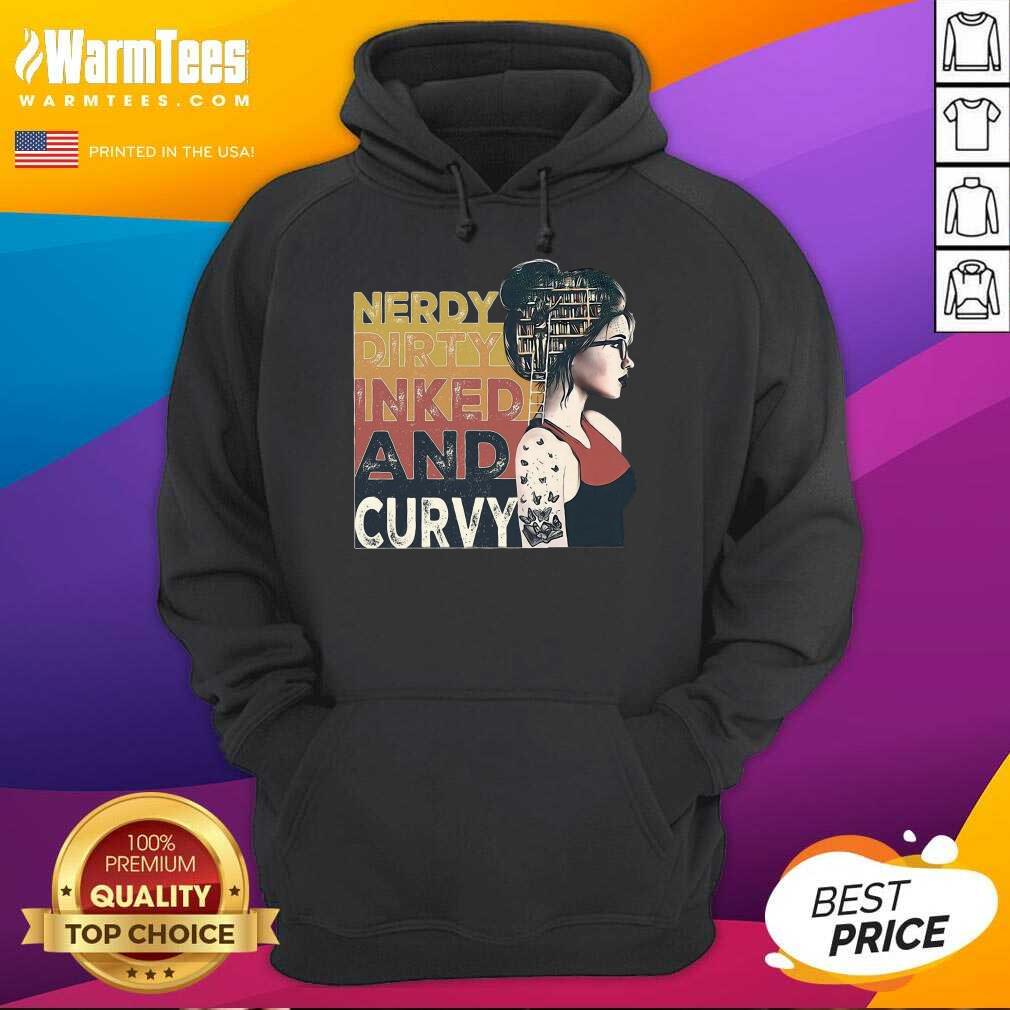 Nice Nerdy Dirty Inked And Curvy Book Girl Vintage Shirt - Image 2