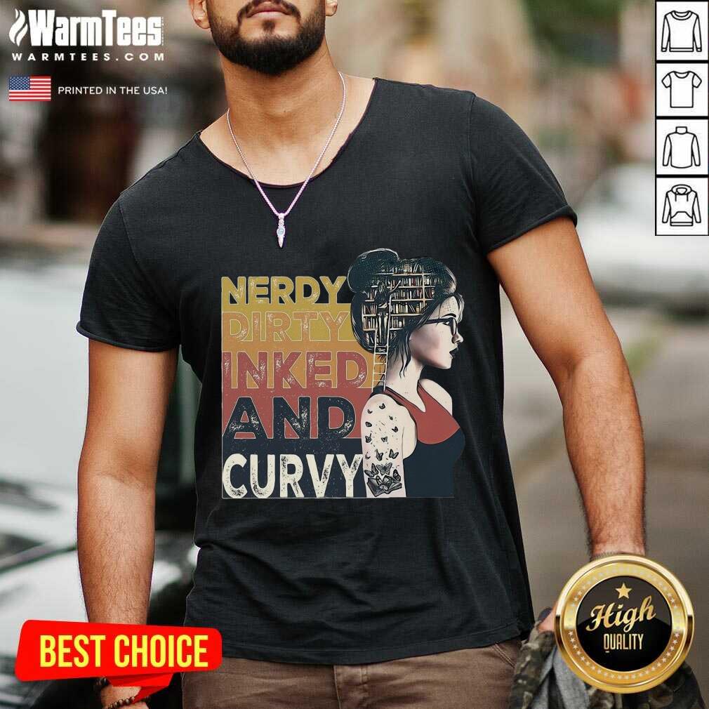Nice Nerdy Dirty Inked And Curvy Book Girl Vintage Shirt - Image 5