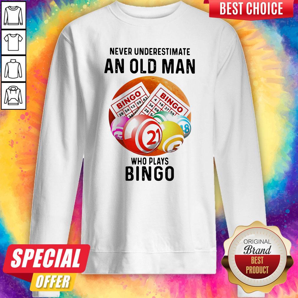 Nice Never Underestimate An Old Man Who Plays Bingo Sunset Shirt - Image 3
