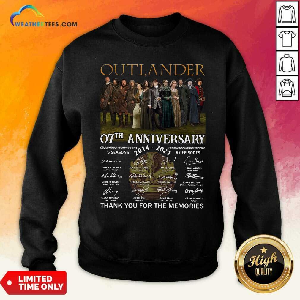 Nice Outlander 07th Anniversary 2014 2021 Thank You For The Memories Signatures Shirt - Image 2