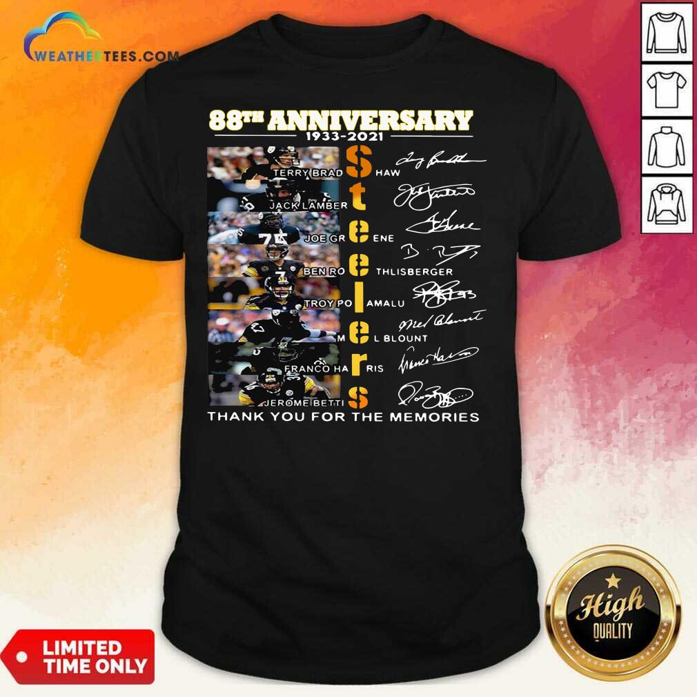 Nice Pittsburgh Steelers Football 88th Anniversary Thank You For The Memories Signatures Shirt