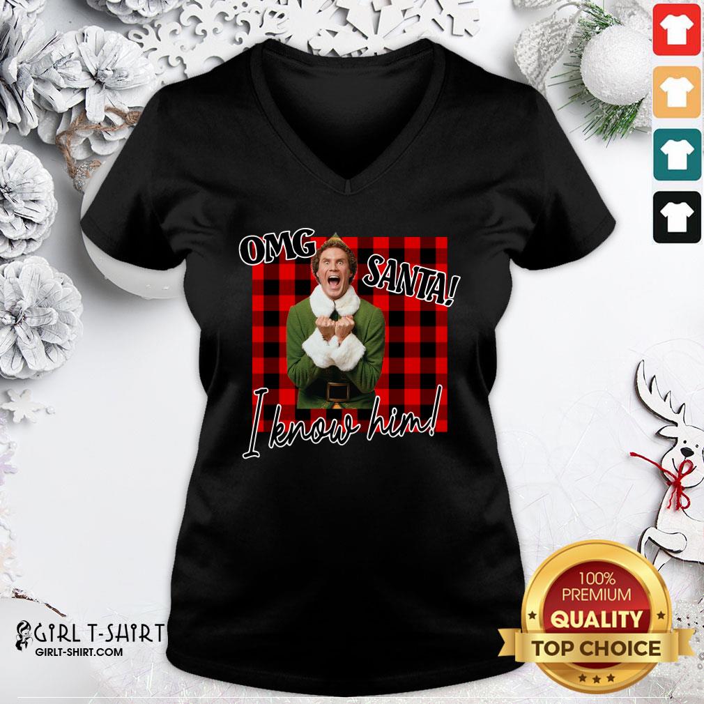 Nice Plaid Buddy The Elf OMG Santa I Know Him Shirt - Image 3