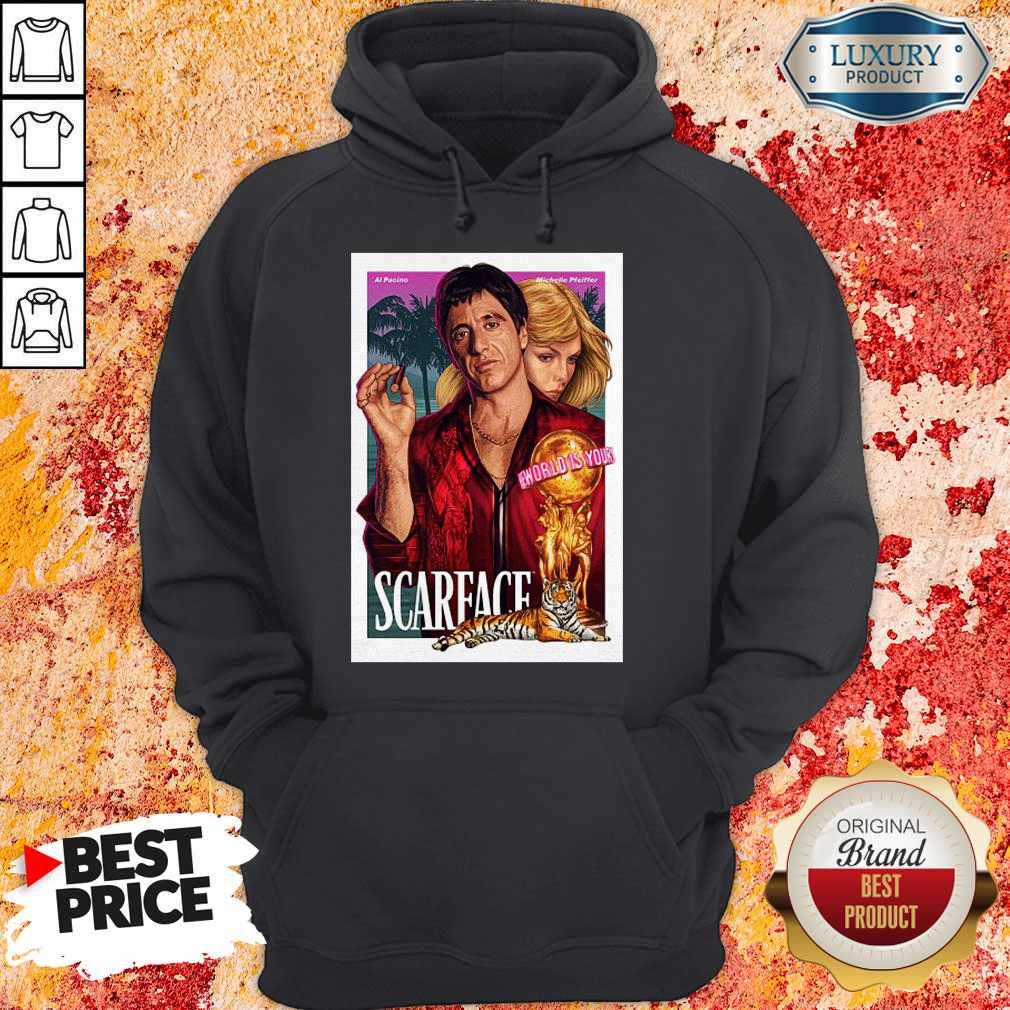 Nice Premium Al Pacino Michelle Pfeiffer World Is Yours Scarface Shirt - Image 2