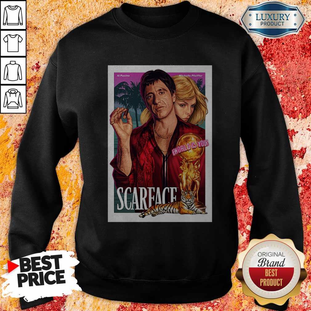 Nice Premium Al Pacino Michelle Pfeiffer World Is Yours Scarface Shirt - Image 5