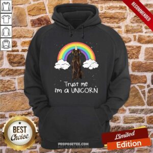 Alternative view of Nice Rainbow Black Great Dane Trust Me Im A Unicorn Dog Shirt