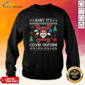Alternative view of Nice Reindeer Face Mask 2020 Baby It’s Covid Outside Ugly Christmas Shirt