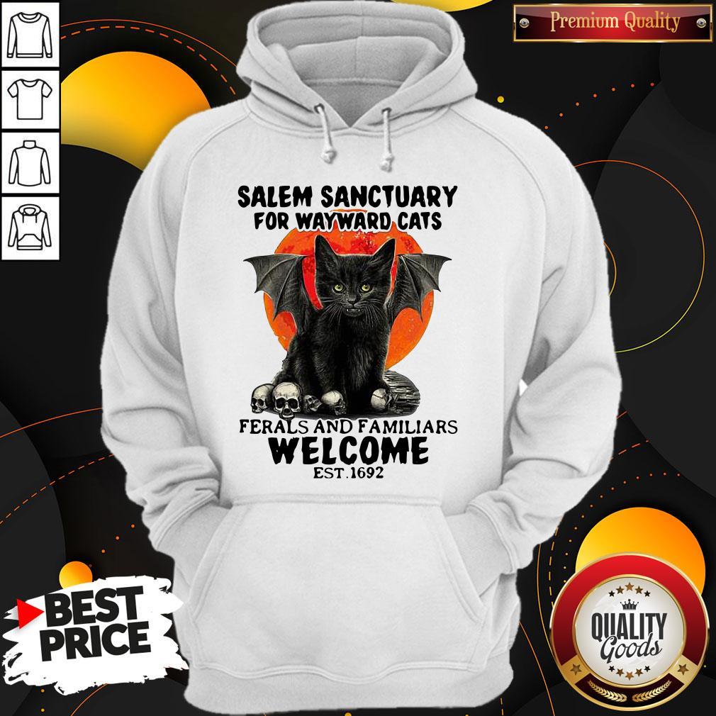 Nice Salem Sanctuary For Wayward Cats Ferals And Familiars Welcome Est 1692 Blood Moon Shirt - Image 2
