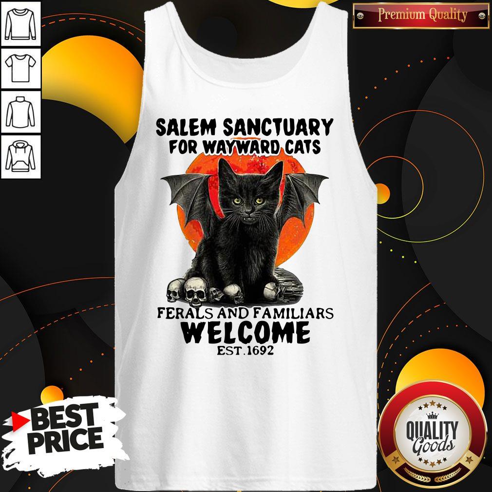Nice Salem Sanctuary For Wayward Cats Ferals And Familiars Welcome Est 1692 Blood Moon Shirt - Image 5