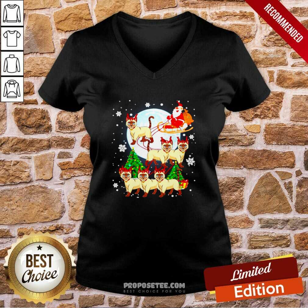 Nice Santa Claus Riding Siamese Reindeer Merry Christmas Shirt - Image 3