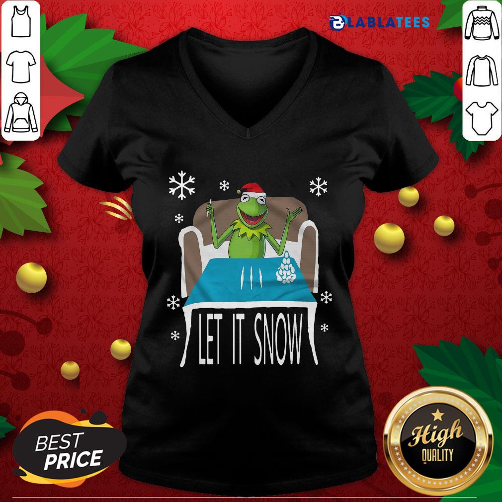 Nice Santa Frog Let It Snow Christmas Shirt - Image 4