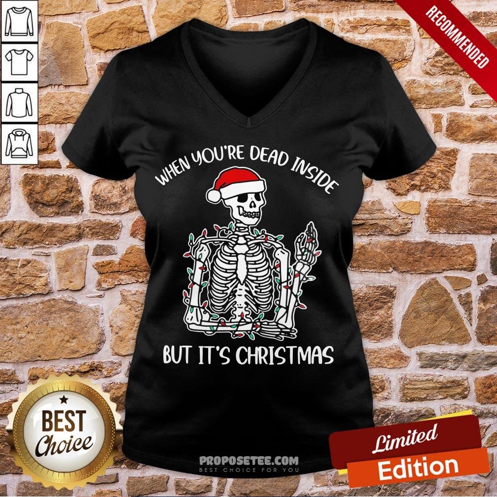 Nice Santa Skeleton When You’re Dead Inside But It’s Christmas Shirt - Image 3