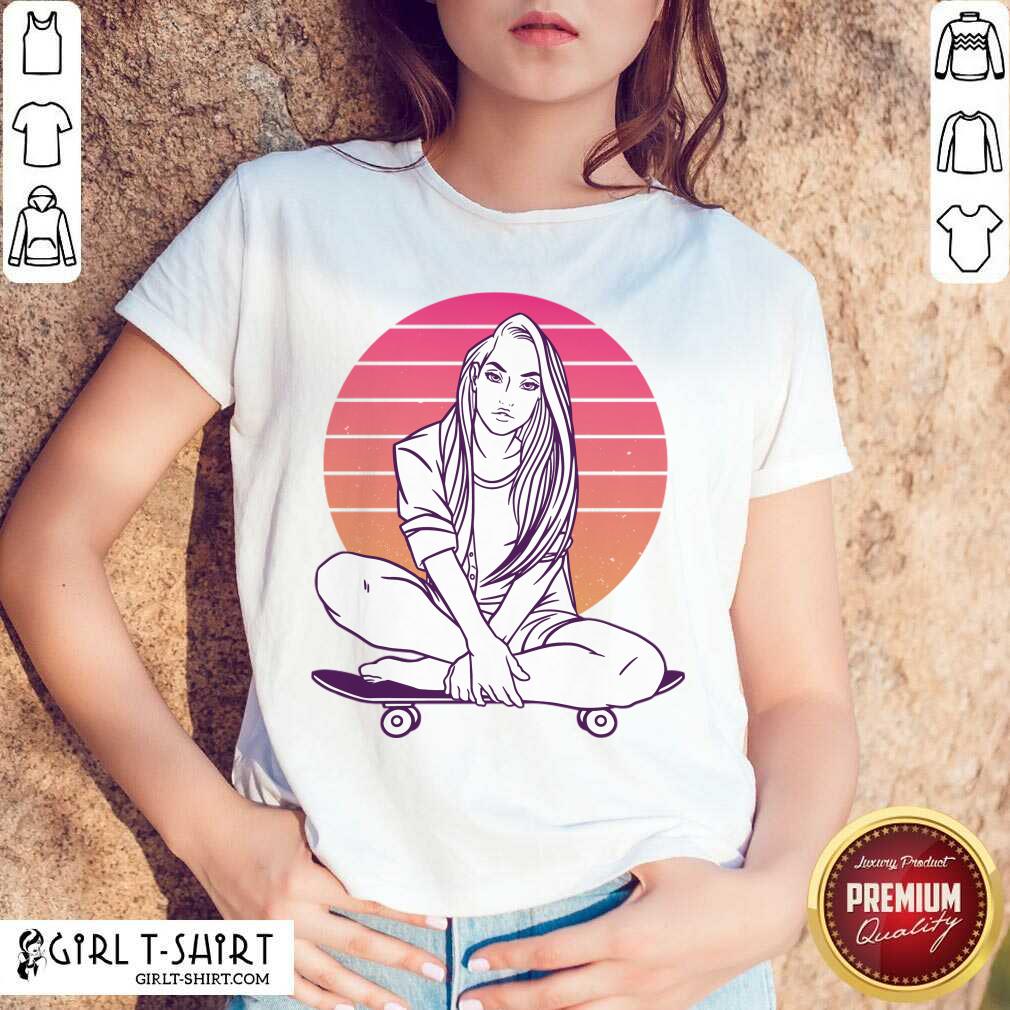 Nice Skateboarding Skater Girl Sunset Gift Shirt