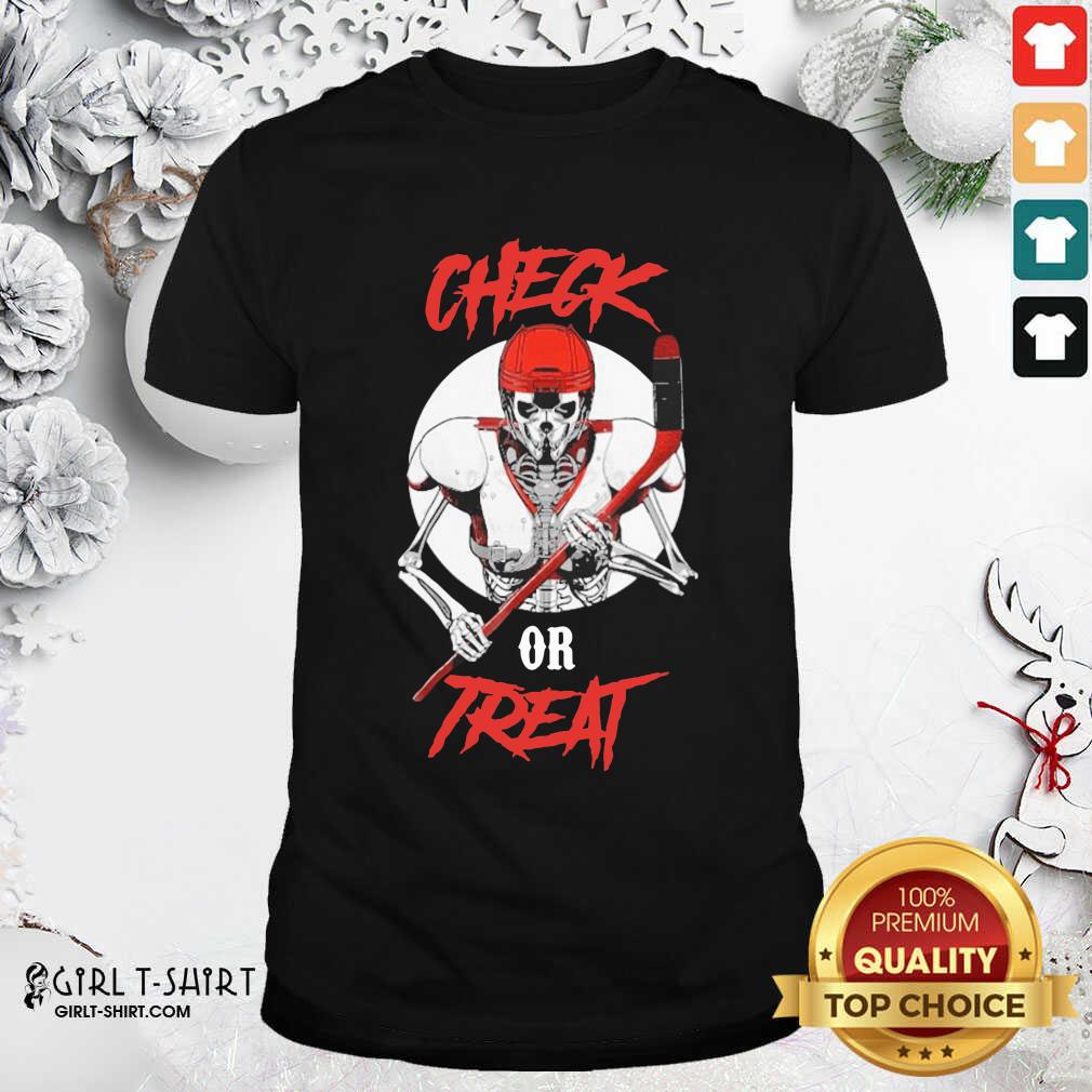 Nice Skeleton Hockey Check Or Treat Shirt