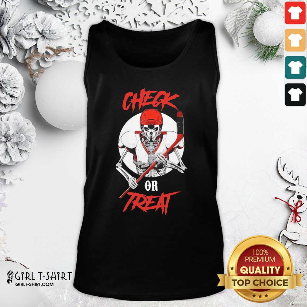Nice Skeleton Hockey Check Or Treat Shirt - Image 3