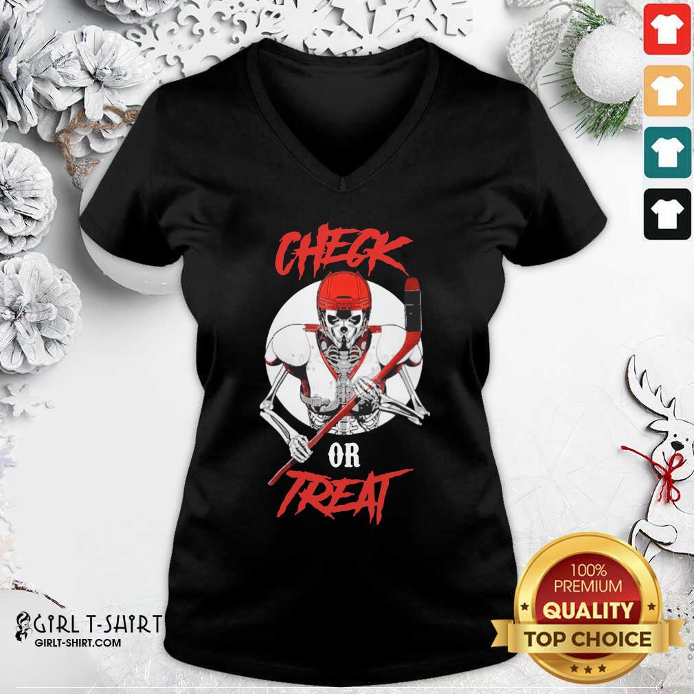 Nice Skeleton Hockey Check Or Treat Shirt - Image 2