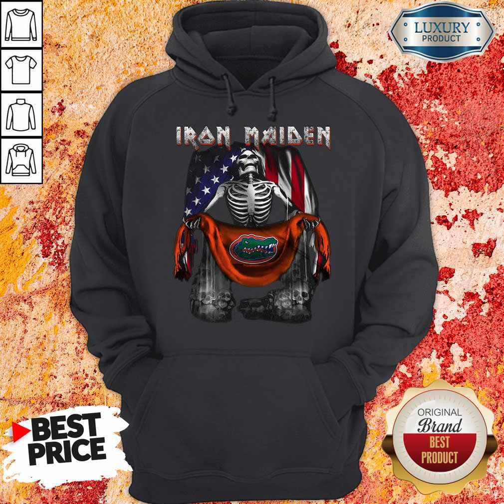 Nice Skeleton Iron Maiden Florida Gators Logo American Flag Independence Day Shirt - Image 5