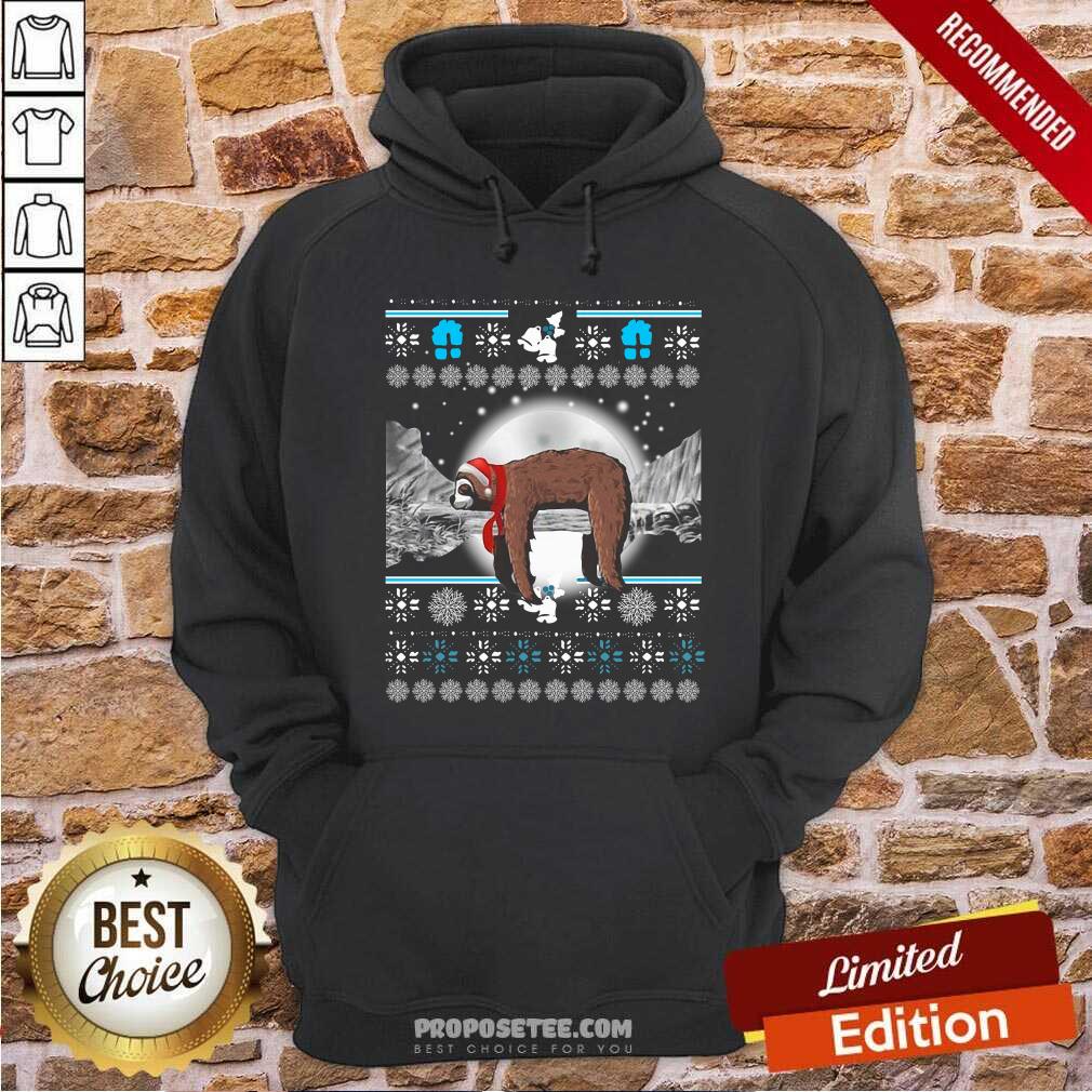 Nice Sloth Hat Santa Sleep Ugly Christmas Shirt - Image 2