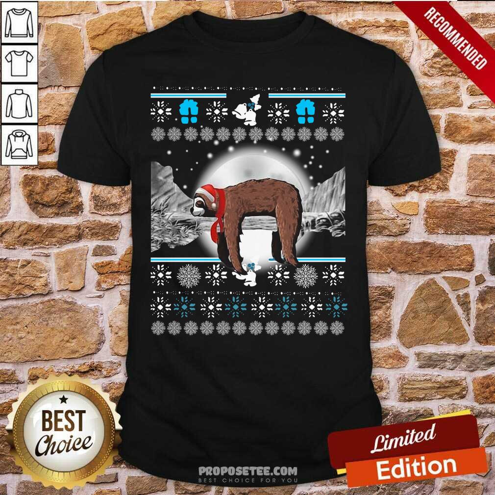 Nice Sloth Hat Santa Sleep Ugly Christmas Shirt