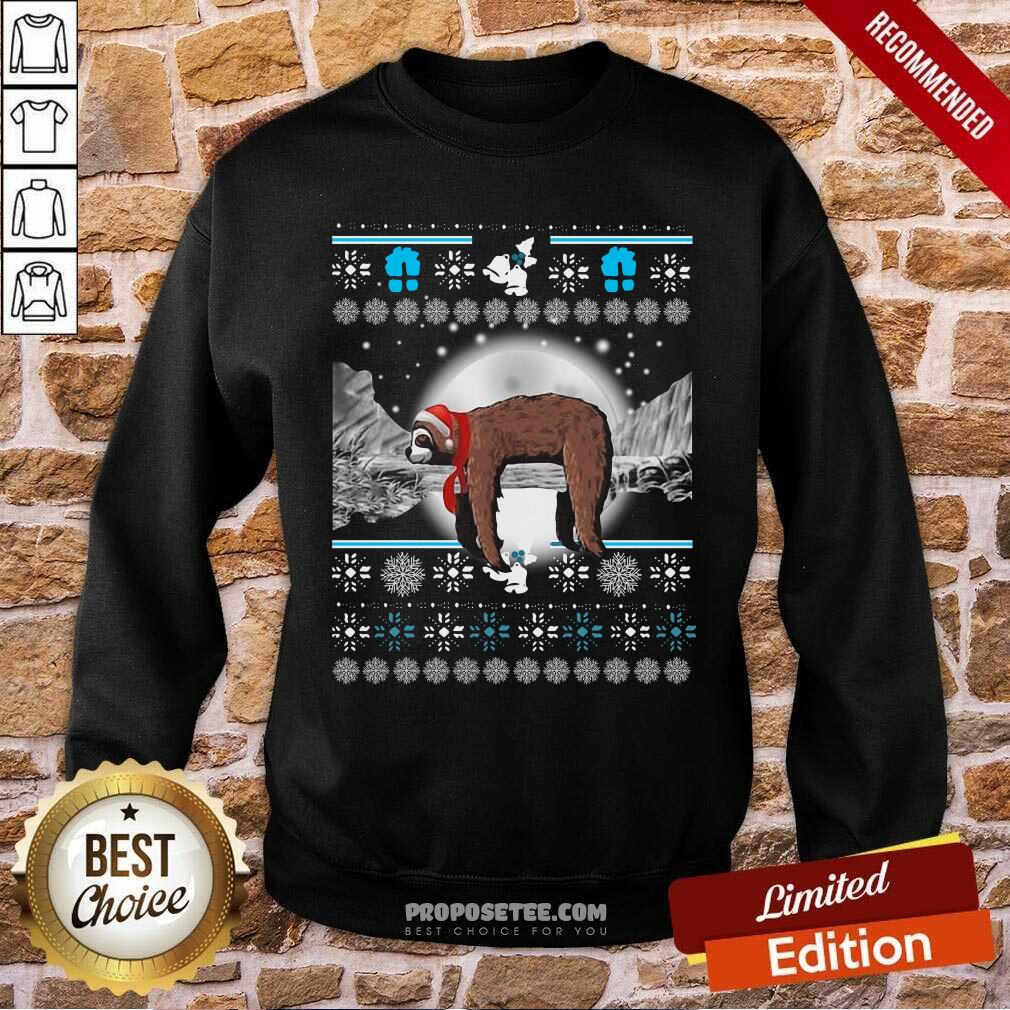 Nice Sloth Hat Santa Sleep Ugly Christmas Shirt - Image 5