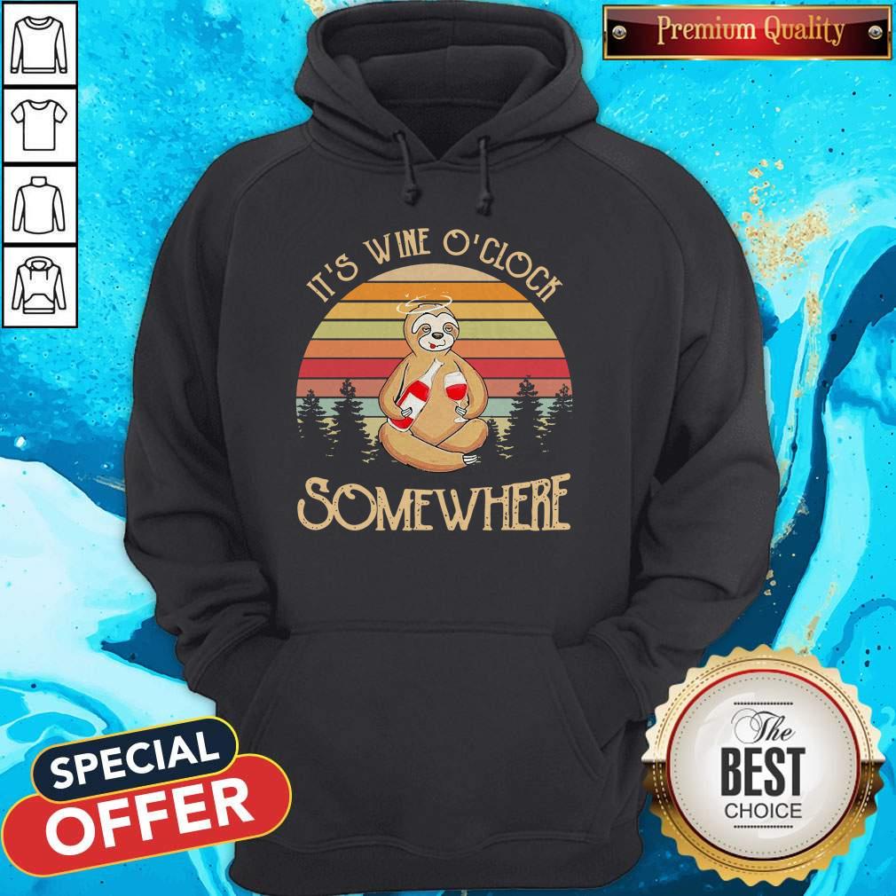 Nice Sloth It’s Wine O’clock Somewhere Vintage Shirt - Image 5