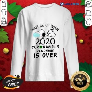 Alternative view of Nice Snoopy Face Mask Wake Me Up When 2020 Coronavirus Pandemic Is Over Shirt