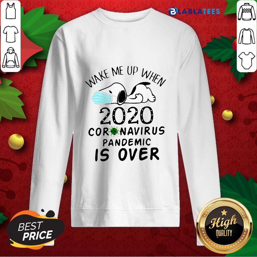 Nice Snoopy Face Mask Wake Me Up When 2020 Coronavirus Pandemic Is Over Shirt - Image 2