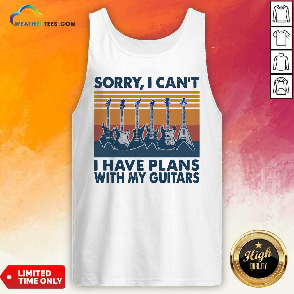 Nice Sorry I Can’t I Have Plans With My Guitars Vintage Retro Shirt - Image 2