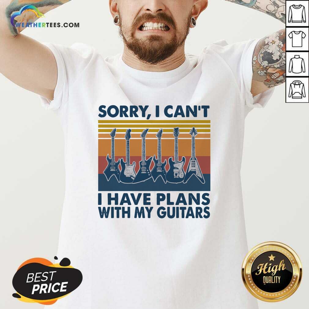Nice Sorry I Can’t I Have Plans With My Guitars Vintage Retro Shirt - Image 3