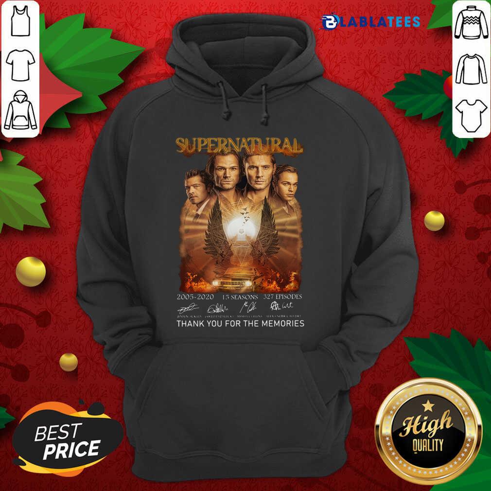 Nice Supernatural 2005 2020 15 Seasons 327 Episodes Thank You For The Memories Signatures Shirt - Image 2