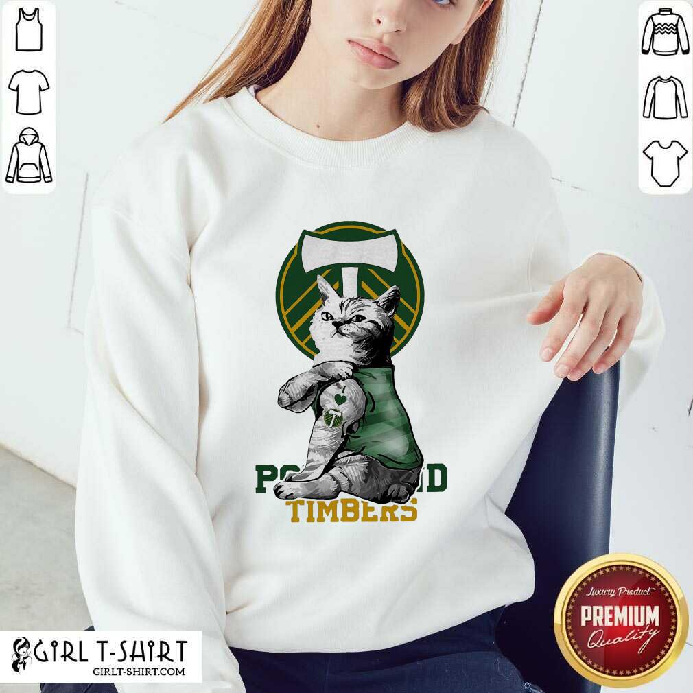 Nice Tattoo Cat I love Portland Timbers Shirt - Image 4