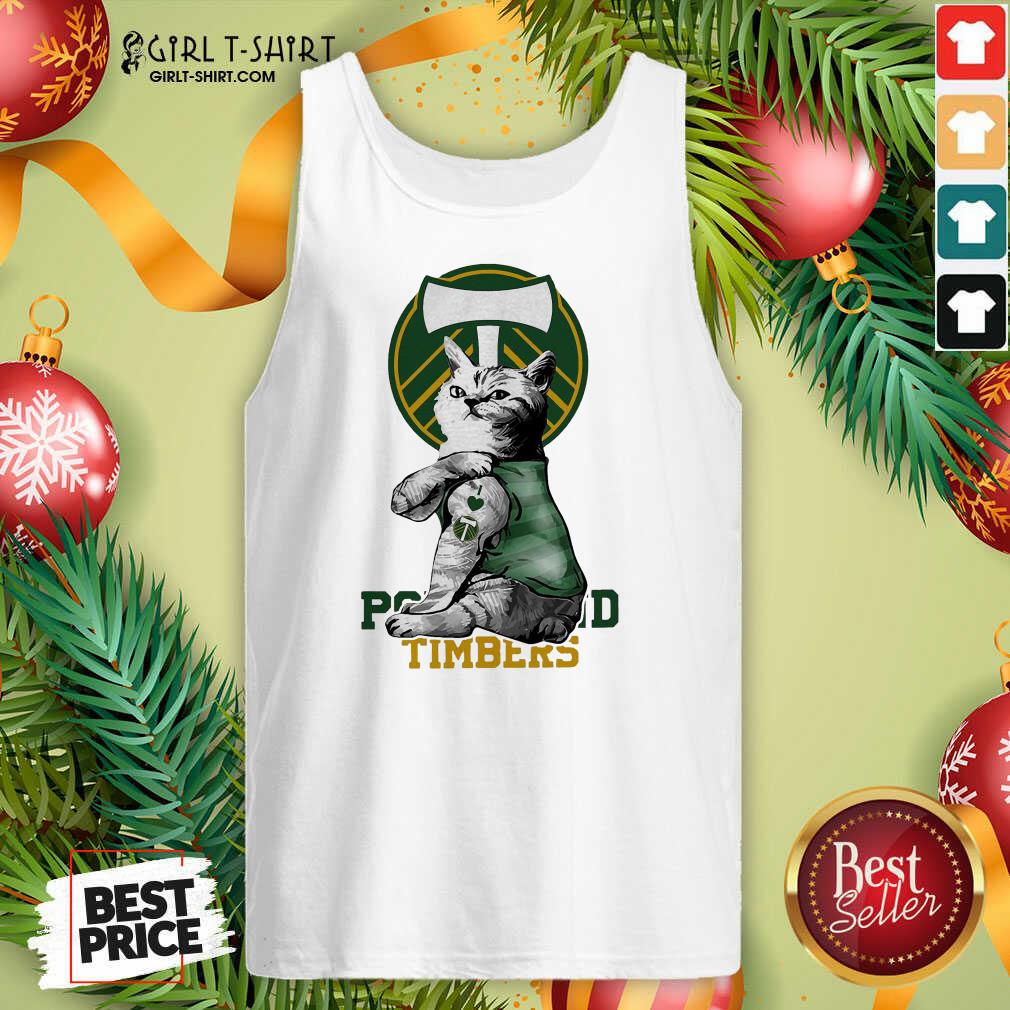 Nice Tattoo Cat I love Portland Timbers Shirt - Image 3
