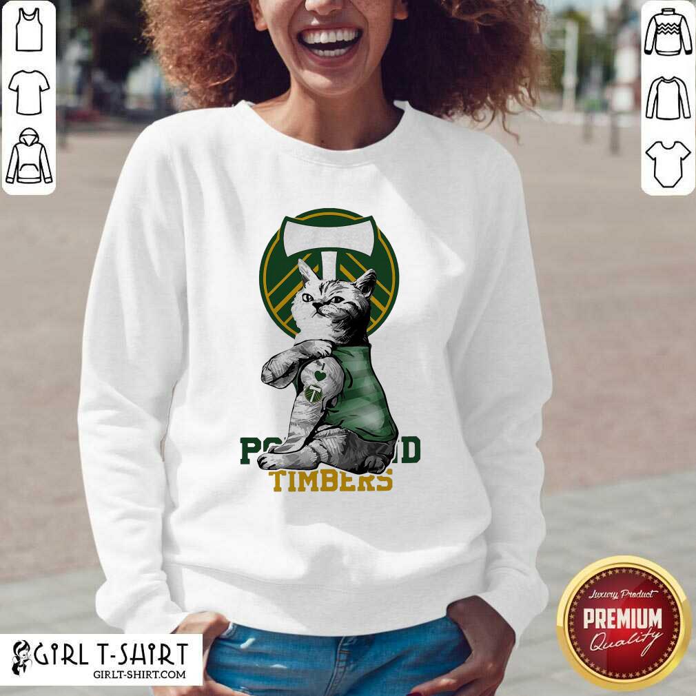 Nice Tattoo Cat I love Portland Timbers Shirt - Image 2