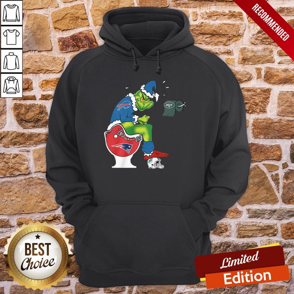 Nice The Grinch Buffalo Bills Shit On Toilet New England Patriots And Other Teams Christmas Shirt - Image 5