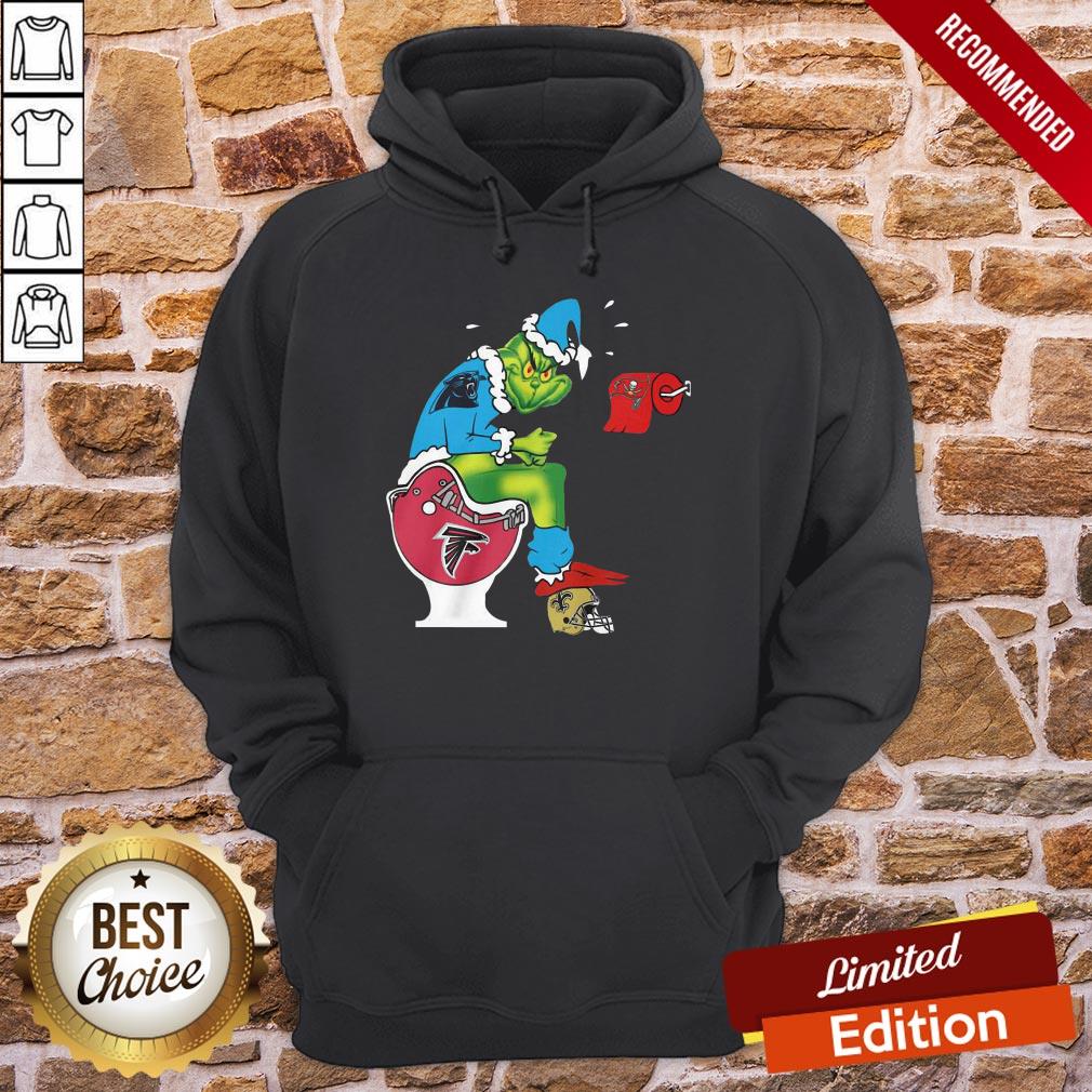 Nice The Grinch Carolina Panthers Shit On Toilet Atlanta Falcons And Other Teams Christmas Shirt - Image 5