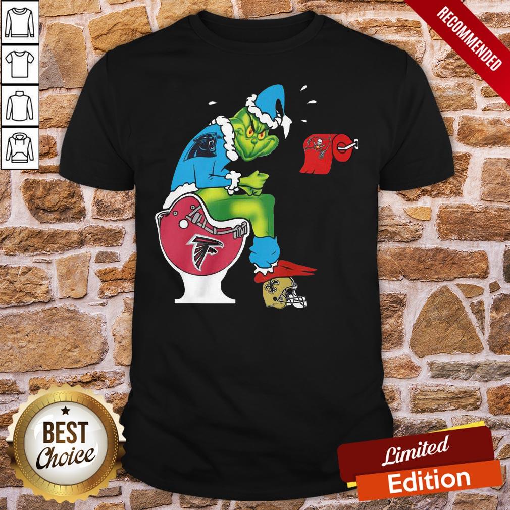 Nice The Grinch Carolina Panthers Shit On Toilet Atlanta Falcons And Other Teams Christmas Shirt