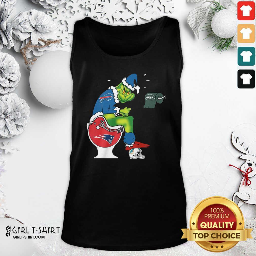 Nice The Grinch New York Jets Shit On Toilet New England Patriots And Other Teams Christmas Shirt - Image 3