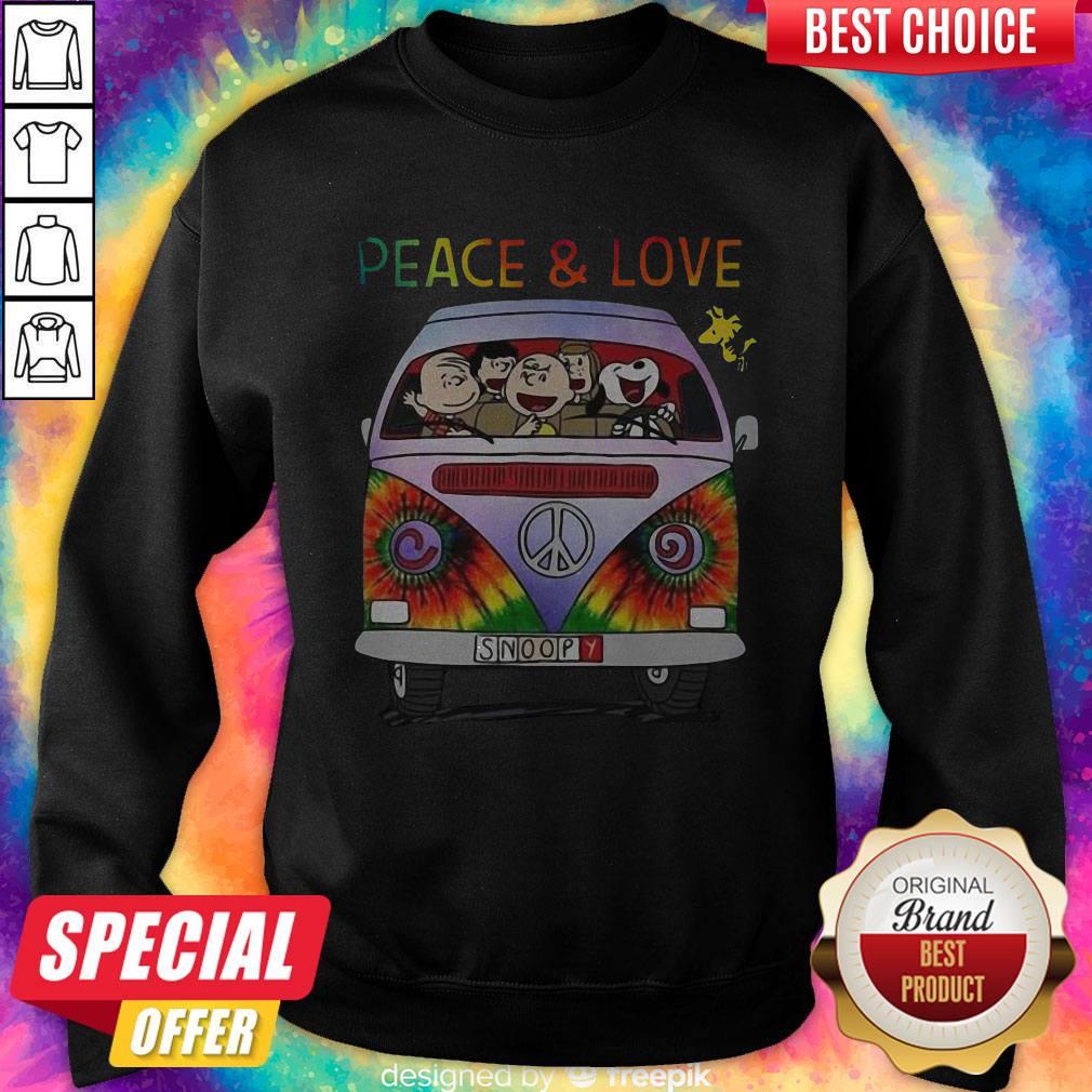 Nice The Peanuts Hippie Driver Peace And Love Shirt - Image 3