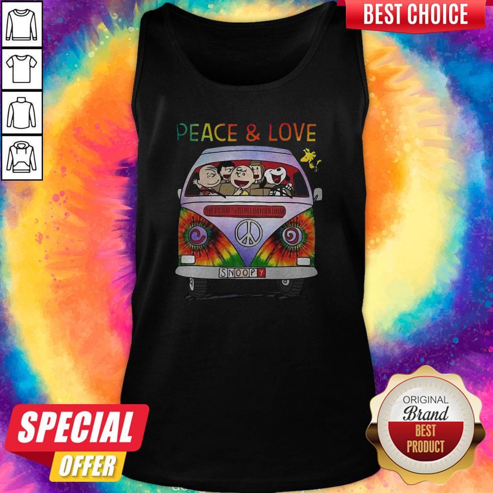 Nice The Peanuts Hippie Driver Peace And Love Shirt - Image 4