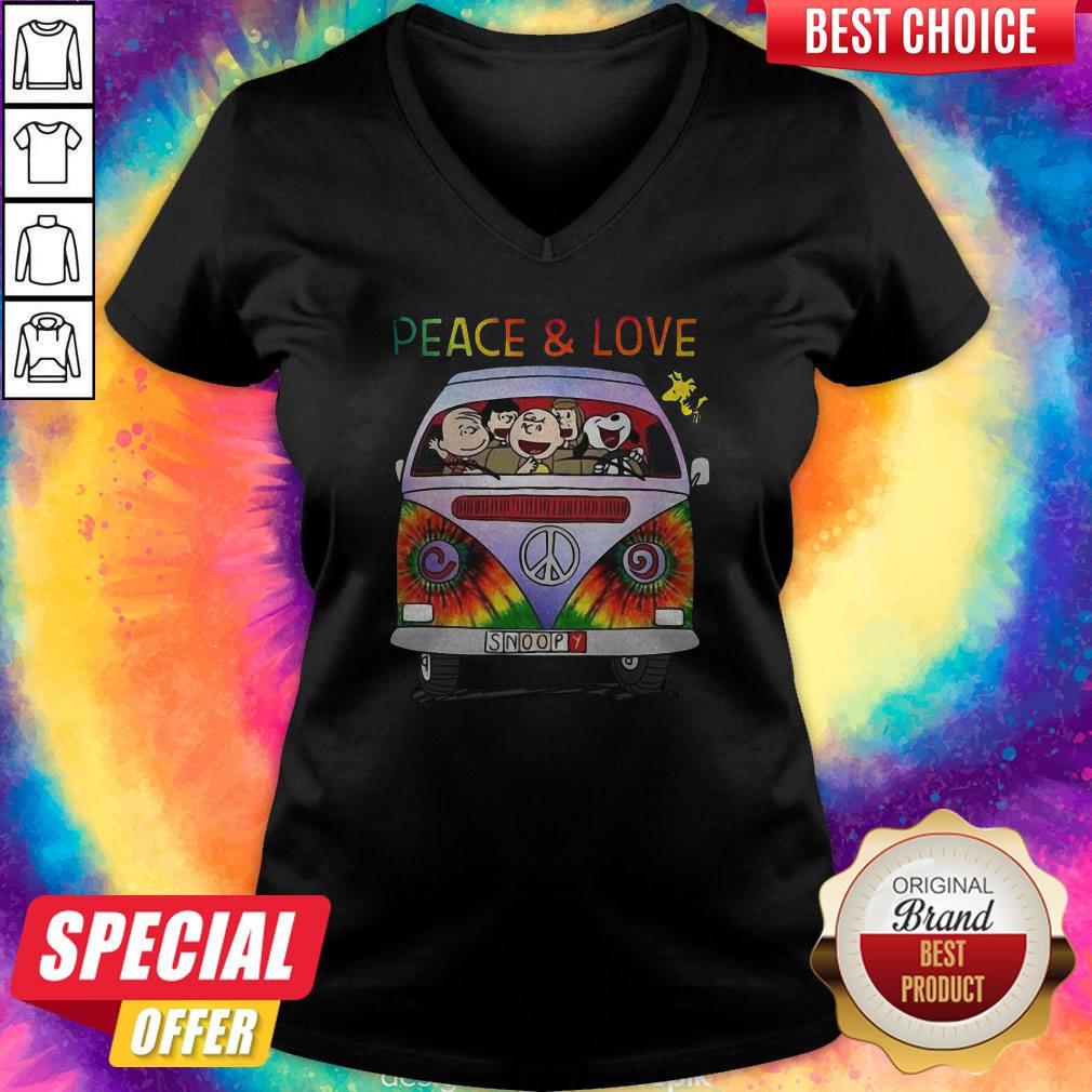 Nice The Peanuts Hippie Driver Peace And Love Shirt - Image 5