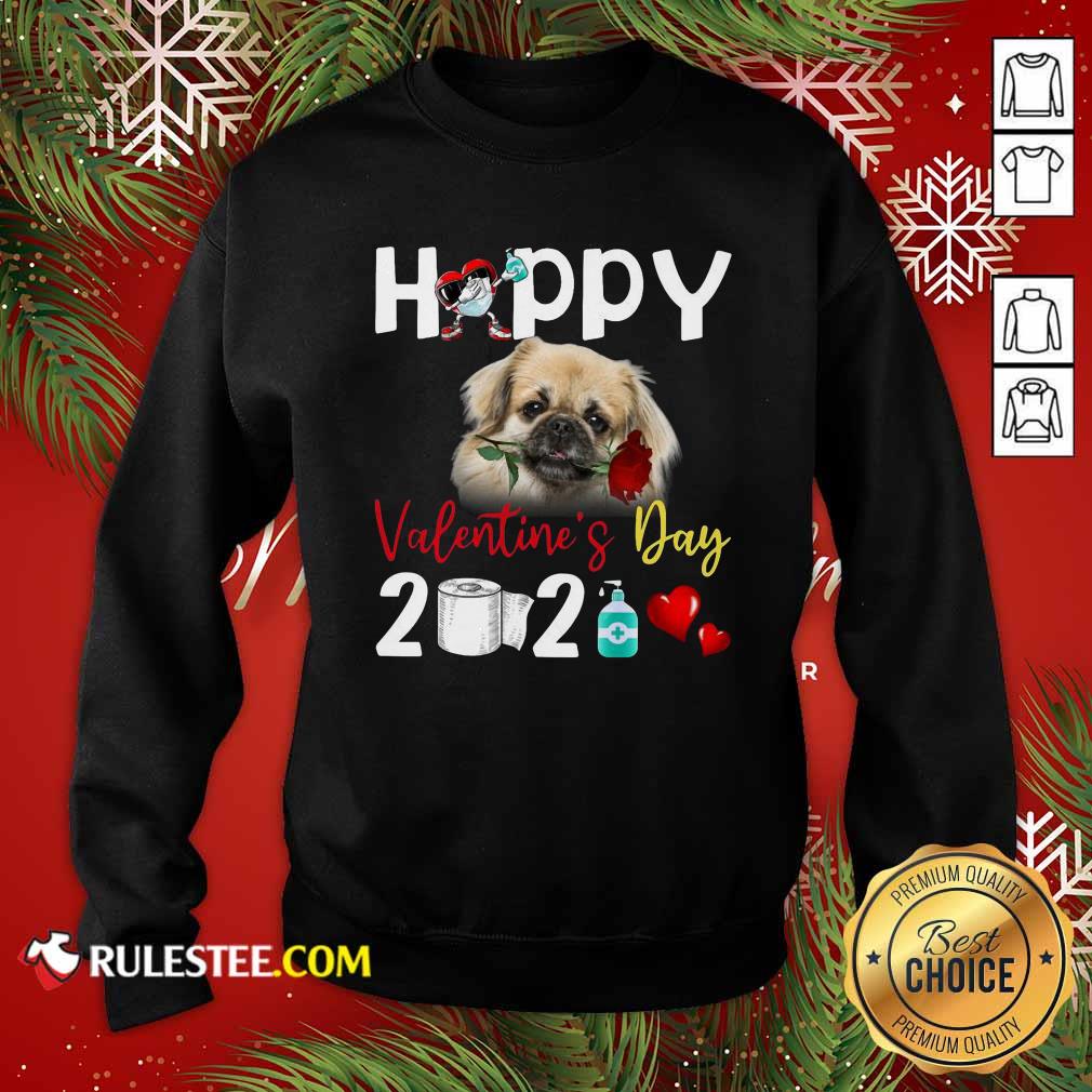 Nice Tibetan Spaniel Happy Valentines Day With Toilet Paper 2021 Shirt - Image 5