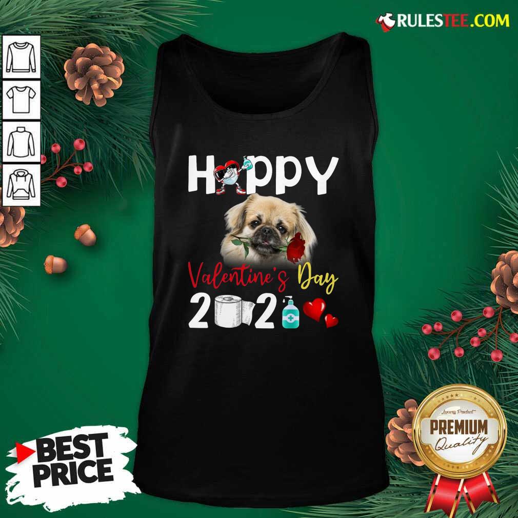 Nice Tibetan Spaniel Happy Valentines Day With Toilet Paper 2021 Shirt - Image 4