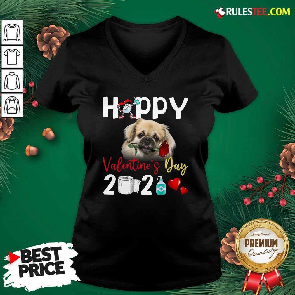 Nice Tibetan Spaniel Happy Valentines Day With Toilet Paper 2021 Shirt - Image 2
