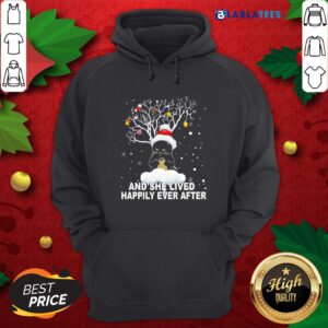 Alternative view of Nice Tree Black Cat Santa Crochet And She Lived Happily Ever After Christmas Shirt