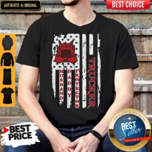 Nice Trucker Husband Daddy Protector American Flag Shirt