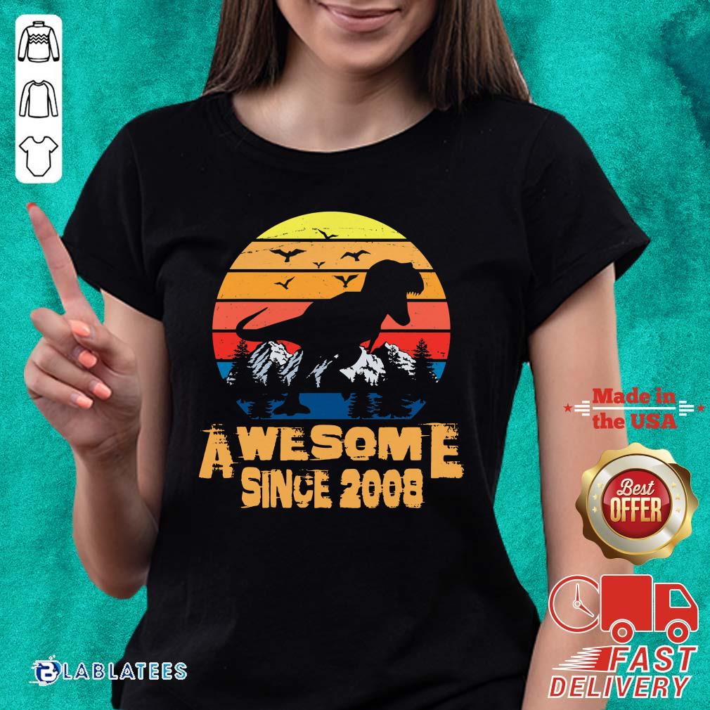 Nice Vintage Awesome Since 2008 13 Year Old 13th Birthday Gift For Dinosaur Boy Shirt - Image 4