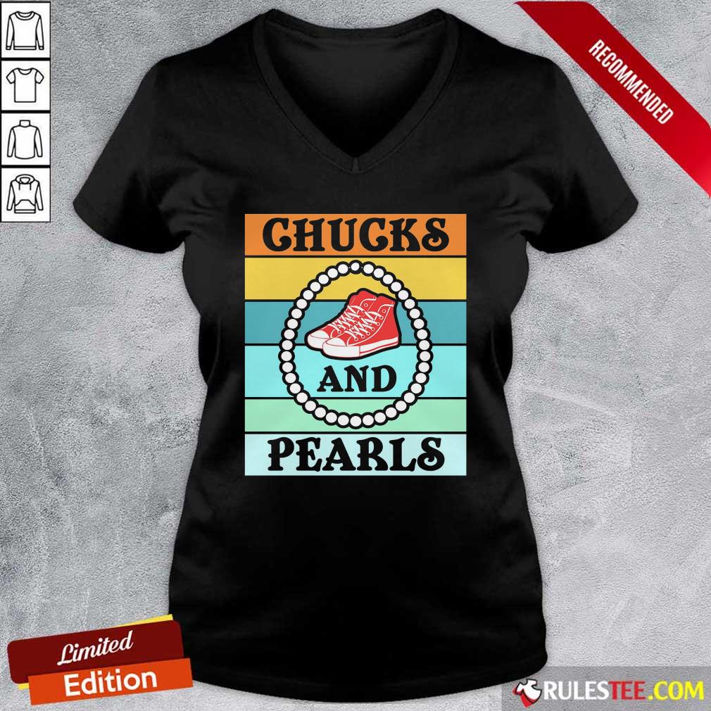 Nice Vintage Chucks And Pearls With Kamala Harris For President 2021 Shirt - Image 3