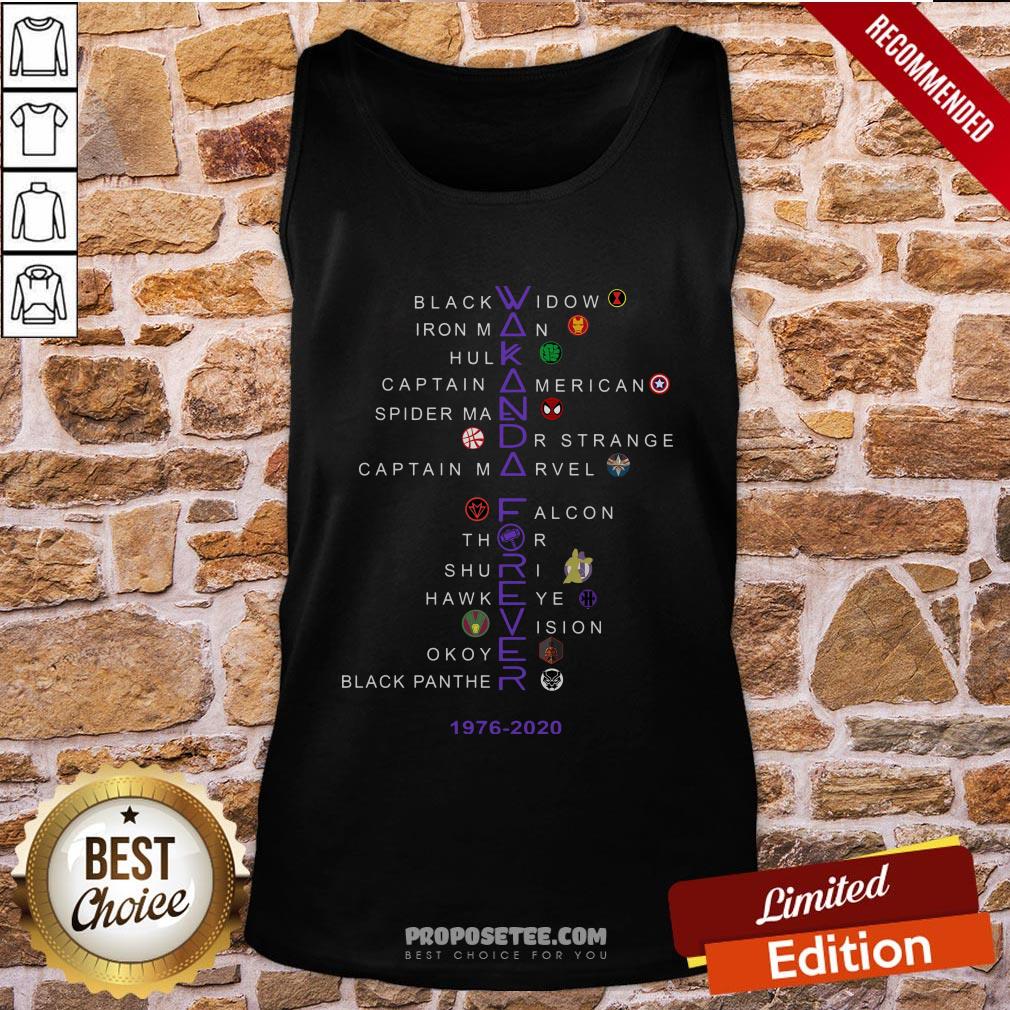 Nice Wakanda Forever 1976 2020 Black Widow Iron Man Hulk Thor Shirt - Image 4