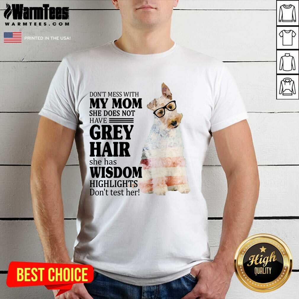Nice Wire Fox My Mom Grey Hair Wisdom Highlights American Flag Shirt